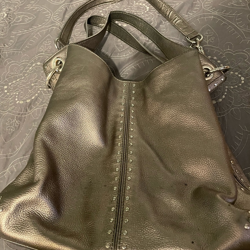 Michael Kors Metallic silver chain Shoulder Bag lk new Astor handbag tote purse